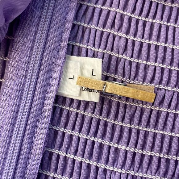 NEW XLURA Lavender Puff Sleeve Smocked Mini Dress Square Neck L - Picture 10 of 15
